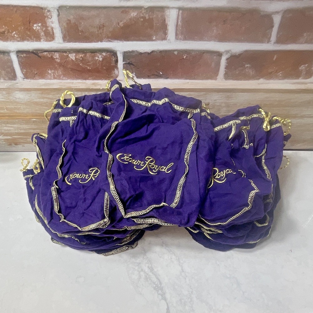 Crown Royal Purple & Gold Drawstring Bag Distillery Advertising Pouch 33 In Lot